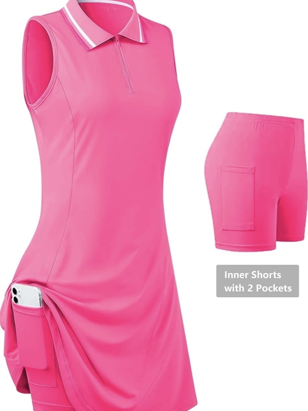 NEW TAGS REMOVED FREEYE Sleeveless Pink Golf Skort with Inner Pocketed Shorts